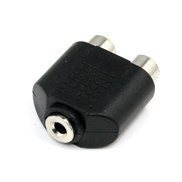 Ny 3,5 mm honkontakt till 2 dubbla hon RCA-kontakter Adapterkonverterare