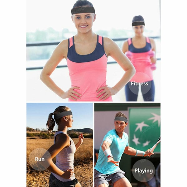 Fukttransporterende sportshodebånd for kvinner og menn, svettebånd, pannebånd for yoga, treningsstudio, fitness Blue 2PCS