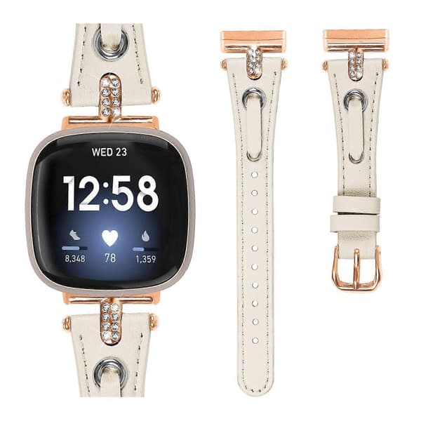 [LCS] Äkta koläderrem typ B kompatibel med Fitbit Versa 4/Sense 2 klocka (roséguldspänne) Style D