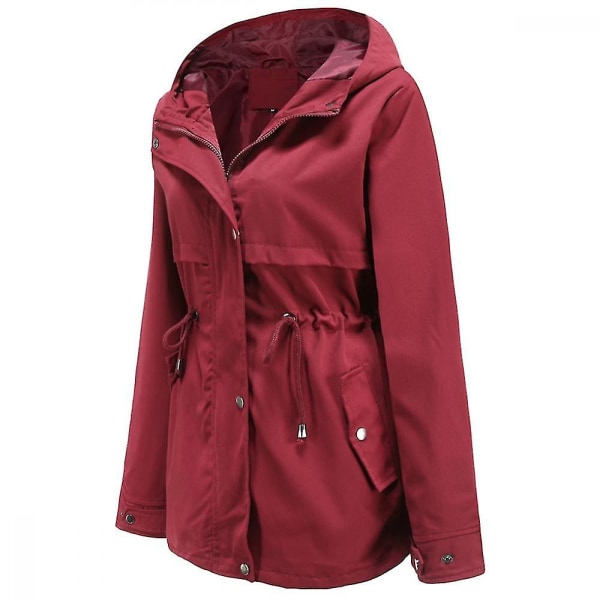 Safari Militærjakke med glidelås og snorhette for kvinner Wine Red S