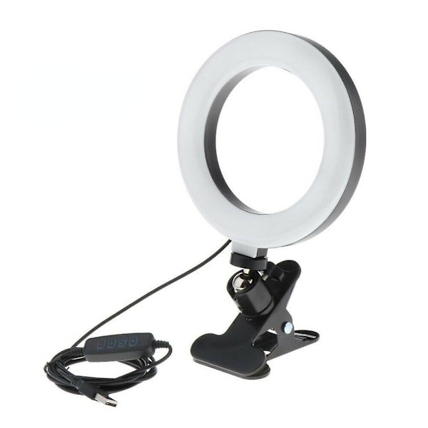LED Ring Light Dimbar Belysning Med Klämma För Skrivbord Säng Bord Skärm PC