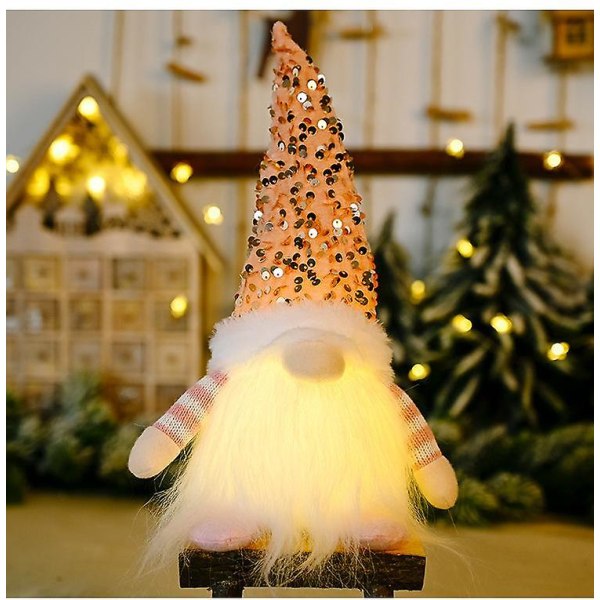 Jultomte kreativa ornament juldekorationer med ljus (Rosa)
