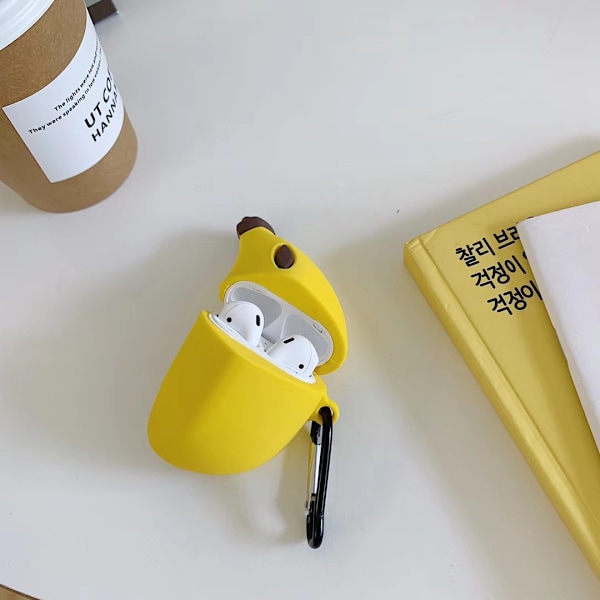 Stereoskopisk Tegneserie Banan AirPods Deksel for Apple Øretelefoner