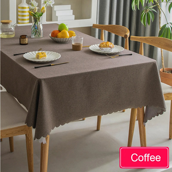 Vanntett Duk Nordisk Bomull og Lin Duk Japansk Stil Ensfarget Duker For Spisebord Salongbord Khaki 120x180cm Khaki