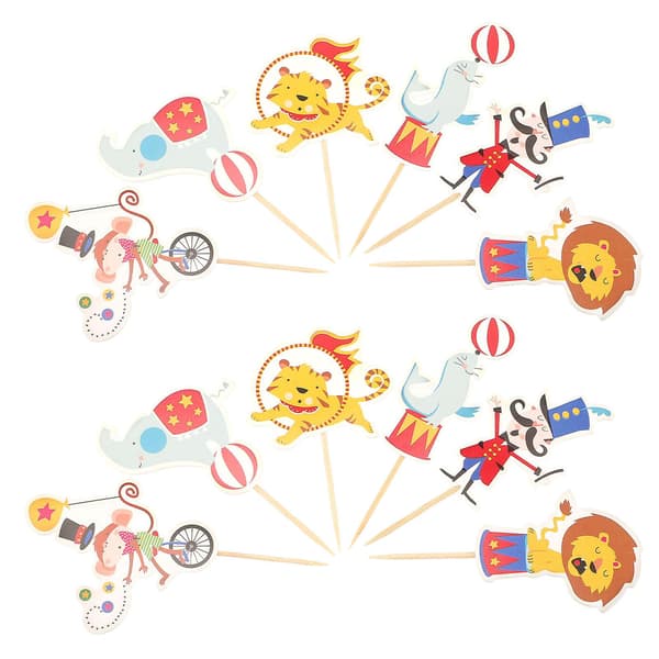 [LCS]48 stk. cirkusklovn kagepynt karneval cupcake toppers