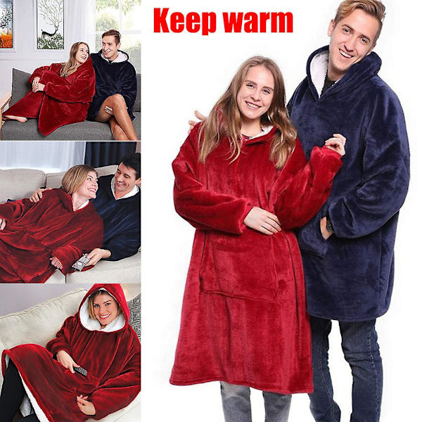 Tæppe Ultra Blød Hættetrøje Med Stor Lomme Flanel Varm Hyggelig Komfortabel Oversized Bærbar Hætte Unisex Gray
