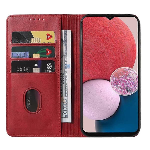 [LCS] För Samsung Galaxy A13 4G Magnetisk Stängning Läder Telefonfodral Red
