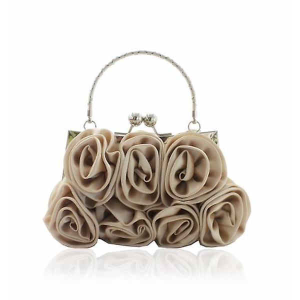 Utsökt Dam Söt Hand-i-hand Rosväska Festväska Clutch Väska Diagonal Väska apricot