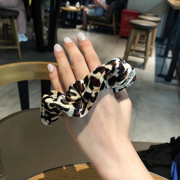 Leopard Scrunchie Hårband Elastiska Söta Hårband Rep