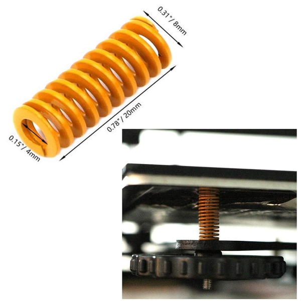 Formfjäder lämplig för 3D-skrivare, 8 mm ytterdiameter 20 mm längd kompressionsfjäder M3 skruv lätt last Creality Cr-10 10s S4 Ender 3 Botten O