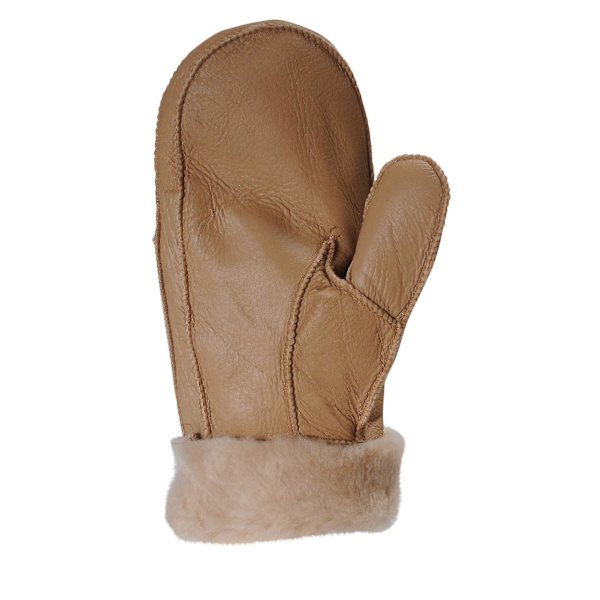 Dameshansker i saueskinn med brettbare mansjetter Light Brown