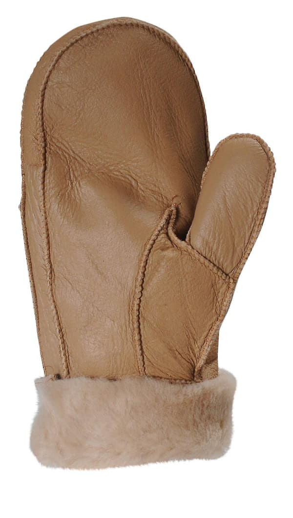 [LCS] Damhandskar i fårskinn med uppvikbara muddar Light Brown