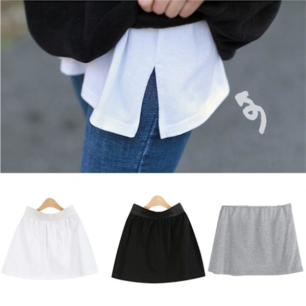 Justerbar Lager-på-lager Falsk Topp Nedre Svep Set Kjol Halvlång Delad A-version White XL