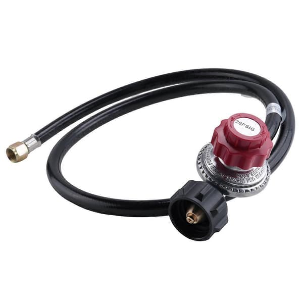 5FT högtryckspropanregulatorslang, 0-20PSI justerbar propantankregulator, QCC1 & 3/8In Fe Black
