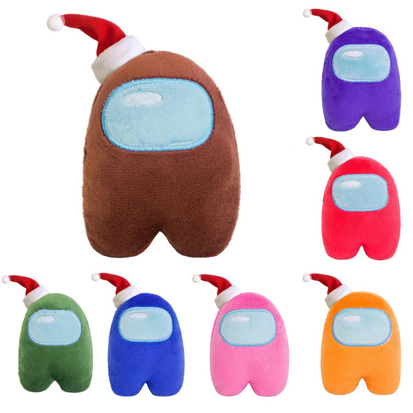 Xmas Hat Figure Among Us Plysch Crewmate Plysch Kawaii Stuffed Mjukspel Plyschleksak Lovely Stuffed Green