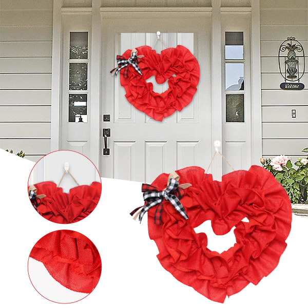 Rött hjärta Dörrhängare Alla hjärtans dag krans kreativa festrekvisita dekoration för hem vardagsrum