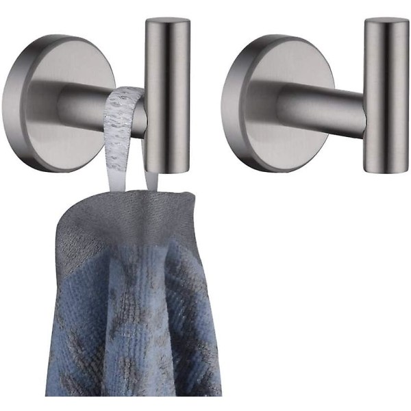 Svart handdukskrok för badrum, klädkrok för badrum, kök, garage, väggmonterad (2-pack) Brushed