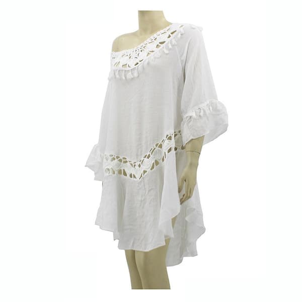 Broderi Dame Kaftan Strandklær Utstanset Solbeskyttelse Bikini Cover-up