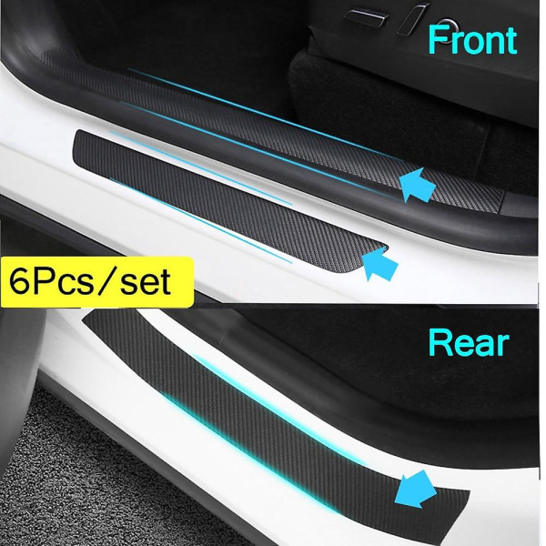 6 st/set för Tesla Model Y 2020 2021 dörrtröskel läder skyddande pedal anti-sparkskydd dold skyddsdyna 6pcs lychee pattern