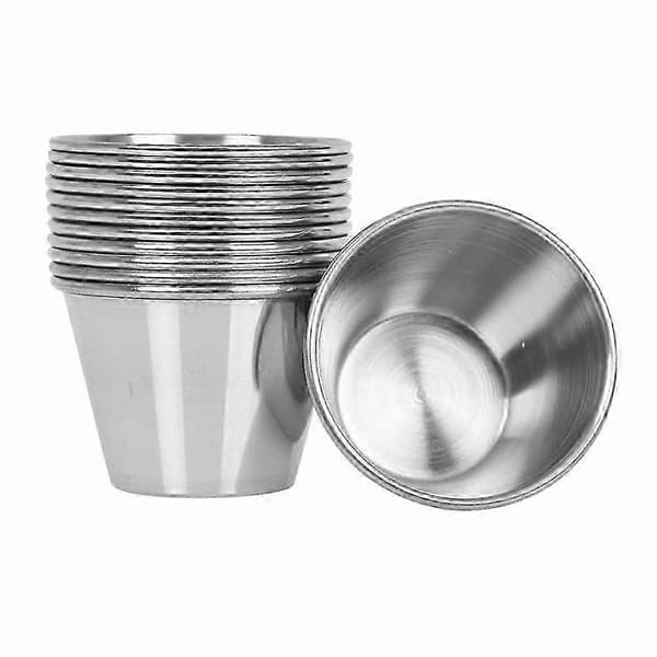 12-pakning sauseskåler i rustfritt stål for servering og måltider Silver 6.00X6.00X4.00CM