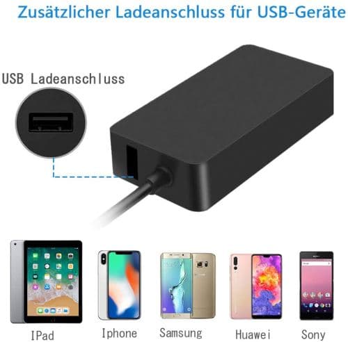 [LCS]aifulo Strömförsörjning 65 W Surface Pro Laddare 65 W 15 V 4 A Ström