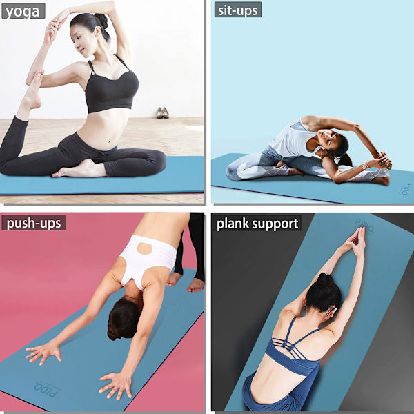 Yogamatta Träningsmatta Specifikationer 183 cm X 61 cm, Lättvikts Reseyogamatta Tunn 6 mm Halkfri Rem