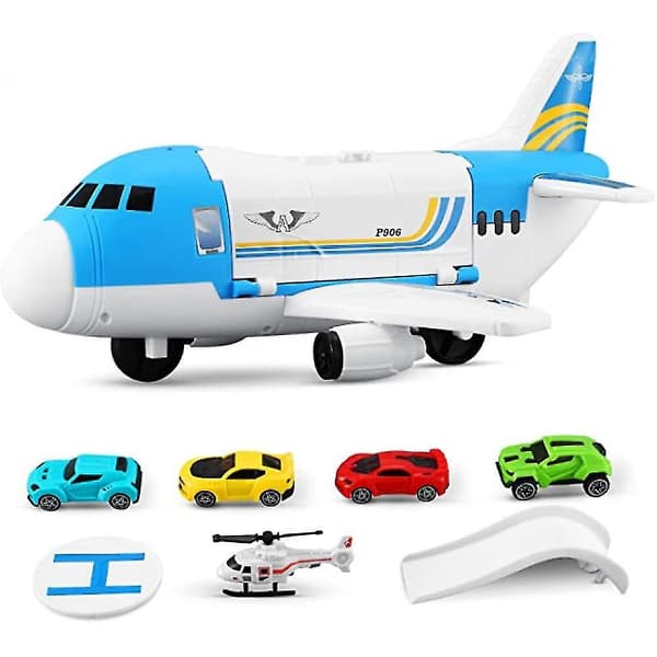 Transportflygplan och billeksaksset, 4-delars minibilset och 1 helikopter