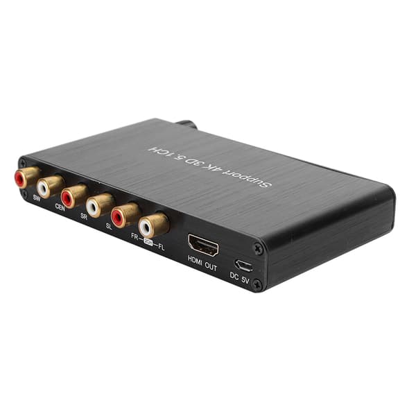 [LCS]HDMI Audio Extractor Decoder Converter til Dolby Support 4K 5.1CH Tredimensionel 110‑240Vsort