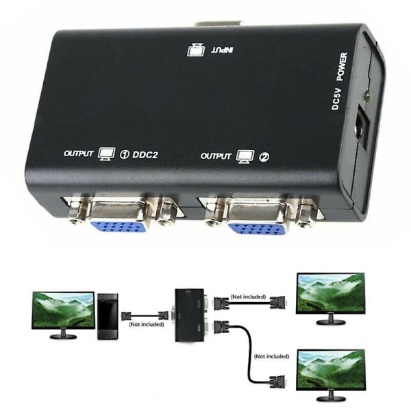 1 PC till 2 Monitor 2 Port VGA SVGA Video LCD Splitter Box Adapter för PC LCD TV