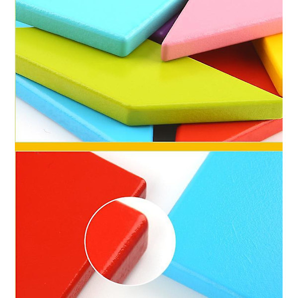 Tangram Pussel Barn Trä Mönsterblock Set type1