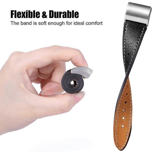 Til Fitbit Charge 2 Ægte Læder Urrem Udskiftning Armbåndsrem Udskiftning - Kaffe Multicolor Black