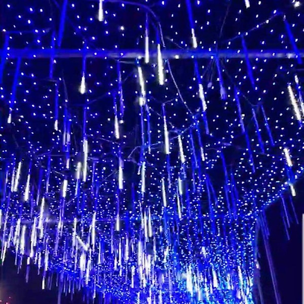 Regndråpe Lys For Juledekorasjon, Julelys Utendørs 12 Tommer 8 Rør blue