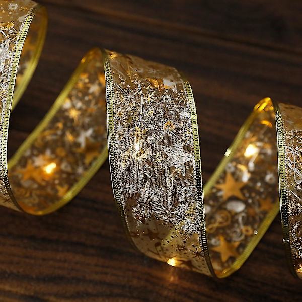 LED Lampe Varm Stempling Dobbelt Bånd Lysstreng Juletræsdekoration Gold