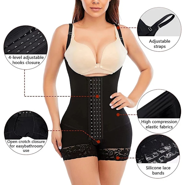 Kvinnor Postpartum Fajas Original Colombiansk Girdle Korsett Kirurgisk Girdle för Daglig och Postoperativ Bantning Omlott på Magen Svart Black XXXL
