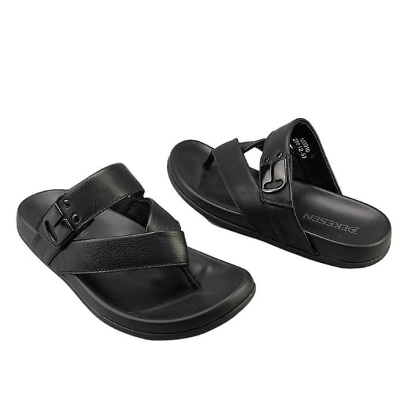 Mäns läder topplager kohud Casual Flip Flops bekväma sandaler 41