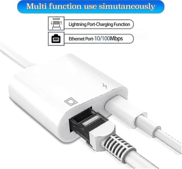 [LCS] Lightning til Ethernet-adapter med ladeport, 2-i-1 LAN-nettverksdongle