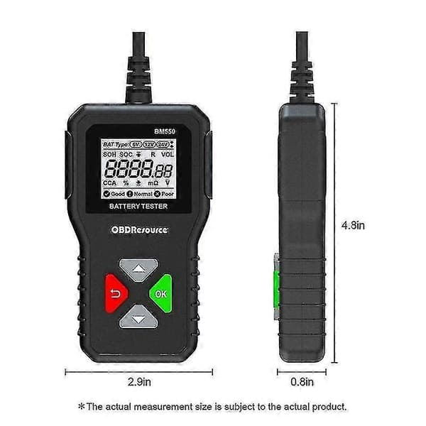 Bm550 Bilbatteritester 6v 12v 24v 100-2000 2ah-220ah Batterisystem Deteksjon Automatisk Batterianalysator