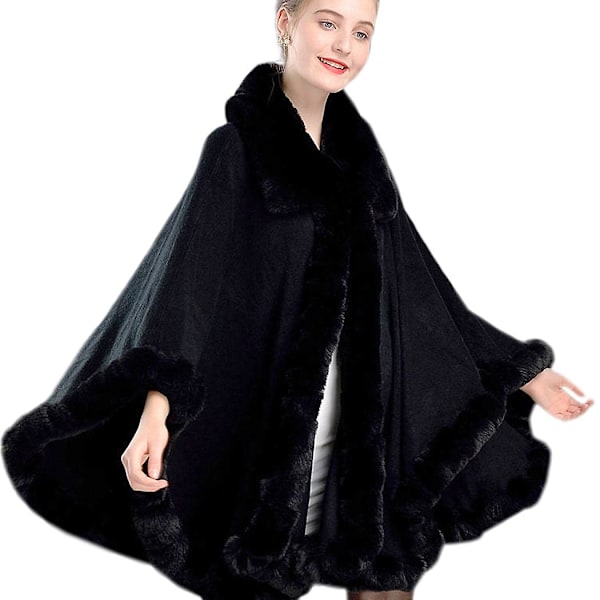 Dame Vinter Cape Wrap Elegant Overfrakke