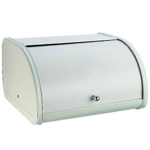 [LCS]Metal Bread Box, Kitchen Storage Container with Roll Top, Kitchen Utensil Storage Creamy white