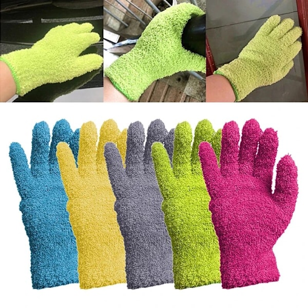 2 stk. Bilpleje Mikrofiber Rengøringshandsker Vinduesrensningsværktøj Genanvendeligt Rengøringsværktøj Husholdningsrengøringsværktøj (Gul)