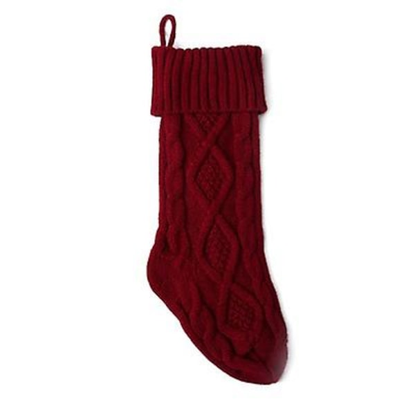 Virkat Kabelstickade Julstrumpor 46 cm Hängande Strumpor red