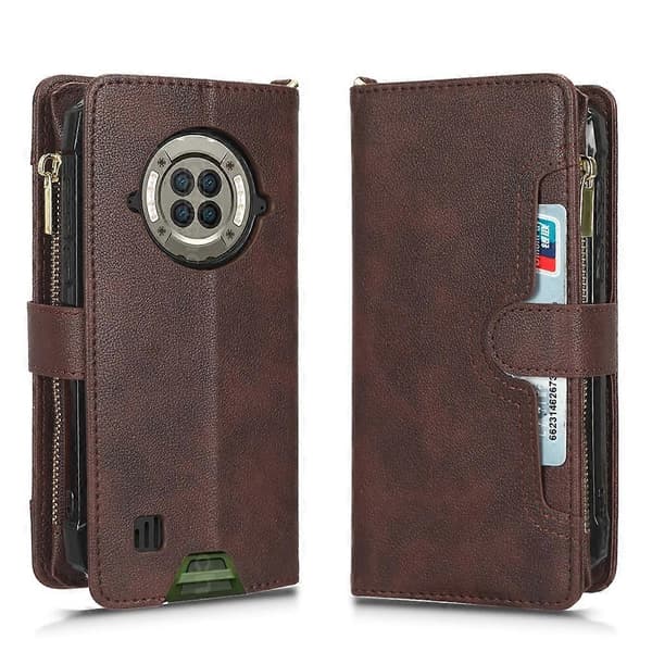 For Doogee S96 Pro Litchi Tekstur Glidelås Lær Telefonveske Brown