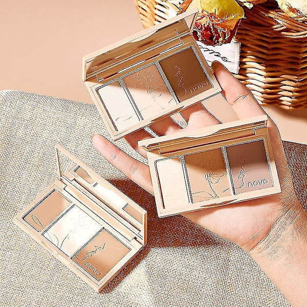 Face Contour Palette Skyggepudder Makeup 3 Farver Langtidsholdbar