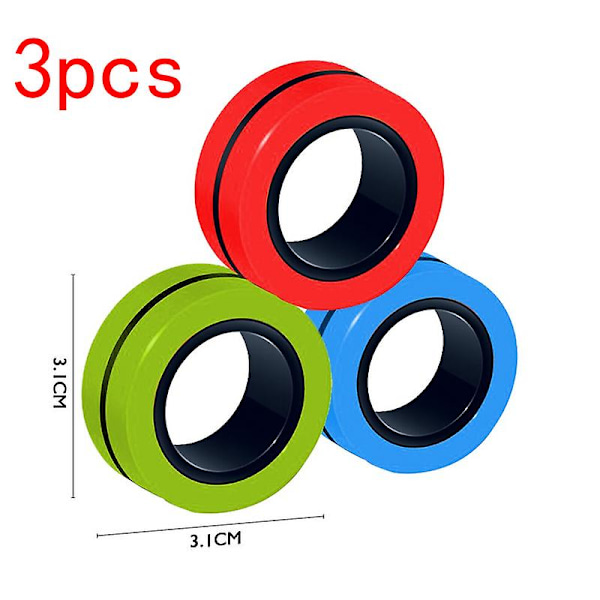 3 kpl Antistressimagneettirenkaat Magneettirannekorurengas Purkulelut 5