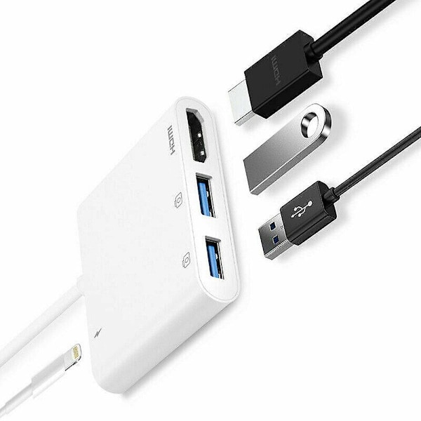 Lightning HDMI-kabel USB 3.0 PD Kamera AV-adapter Til iPhone SE XS XR 11Pro iPad