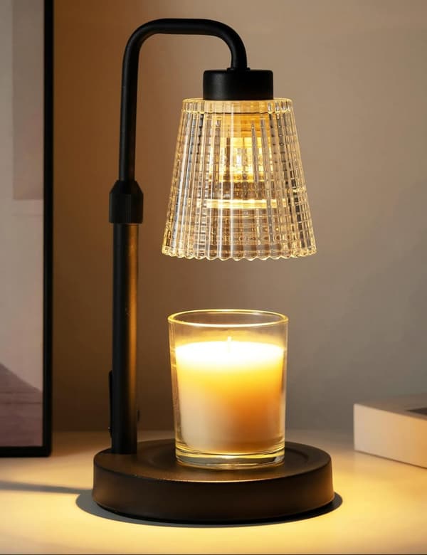 [LCS] Candle Warmer Lamp with Timer, Adjustable Height, Dimmable, Home Decor, Wax Warmer Lamp Compatible with Jar Candles with 2 Bulbs, Black
