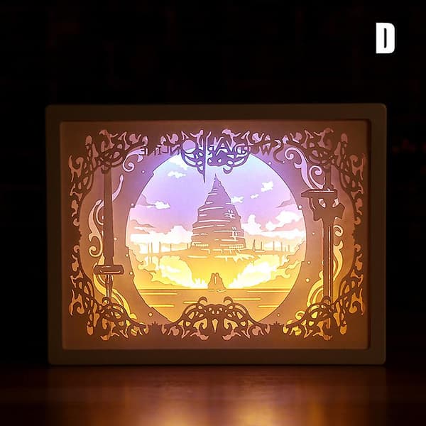 [LCS] Konstdekoration 3D Papperssnideri Ljuslampa LED-present för hem sovrum säng D