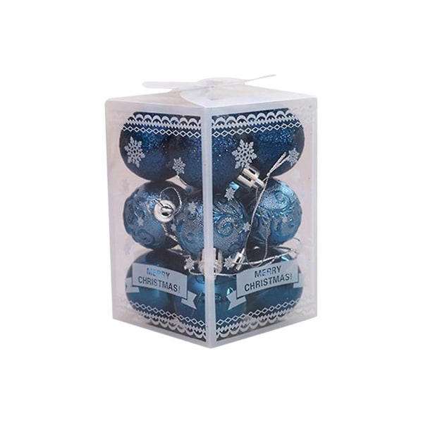 12 stk. juletre julekuler dekorasjoner pynt fest bryllup ornament knusesikker treanheng Dark blue