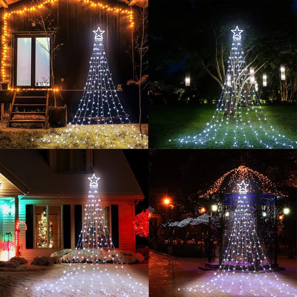 [LCS]Julepynt Stjernelys Lyskæder, Led Julelys Fe Blinkende Lys Kompatibel med Udendørs Ferie White light EU Plug