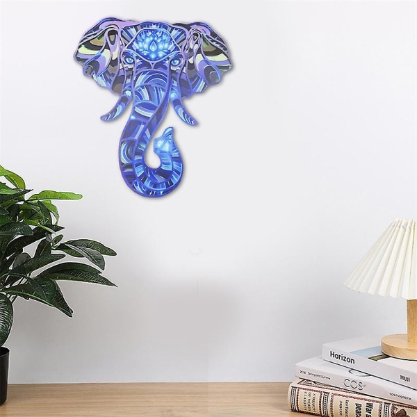 Mandala Vägglampa Handgjord Pvc Mandala Yoga Rum Nattlampa Led För Hem Sovrum 30cm Elephant